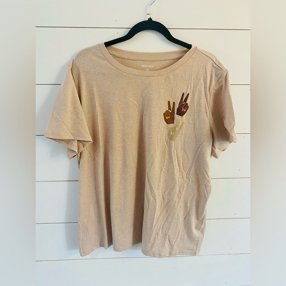 Nine West Tan Graphic Tee